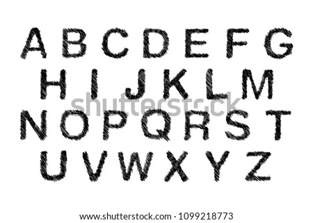 The ABC. Black embroidery alphabet, isolated on white background.