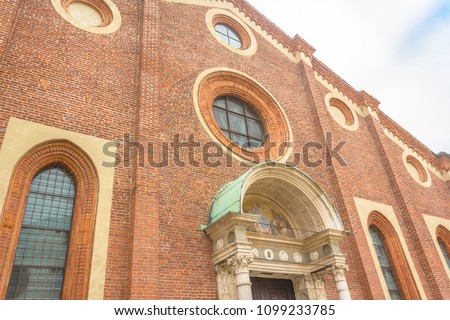 Santa Maria Delle Grazie, the Milan's famous church hosting The Last Supper painting, by Leonardo da Vinci in it's refectory. external view close up.