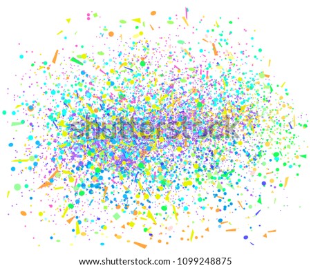 Confetti. Explosion. Texture with colored elements on white. Geometric background. Pattern for design. Print for banners, posters, flyers and textiles. Greeting cards