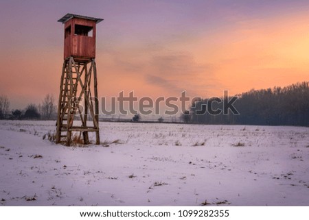 
hunting pulpit photographed in late winter in the Lublin region.