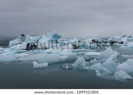 Iceland, Jokulsarlon lagoon, Beautiful cold landscape picture of icelandic glacier lagoon bay