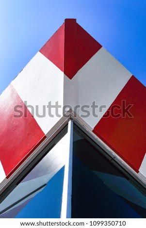 Air traffic control tower' edge with blue sky