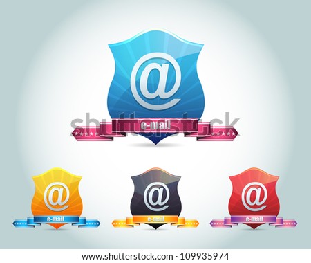 Vector Glossy e-mail Icon/Button and multicolored