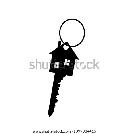 Vector silhouette of keys from the house on white background.