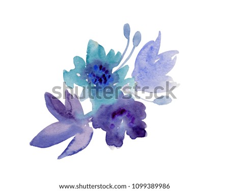 blue watercolor flower