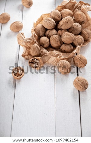 walnut on a white light background