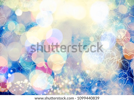 Abstract Festive background. Glitter vintage lights background with lights defocused. Christmas and New Year feast bokeh background with copyspace.