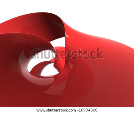 Isolated shot of a red plastic wave - 	 ideal subject for your project of design, the plastic is polishes and reflecting