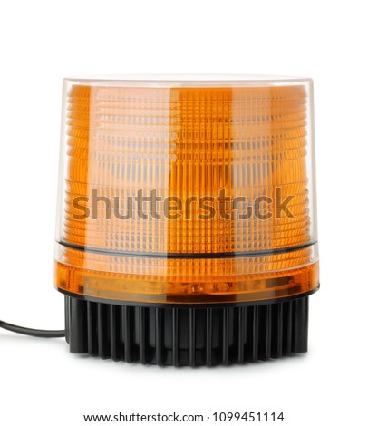 Front view of vehicle strobe warning light isolated on white