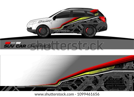 SUV Car Graphics for vinyl wrap. abstract Modern lines shape with grunge background