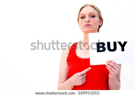 portrait young woman with board buy
