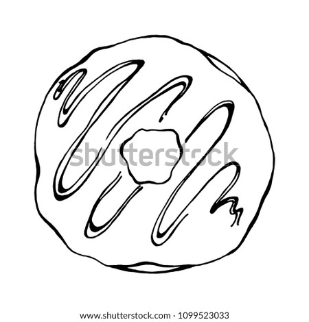 Sketch donut isolated on white background. Vector illustration
