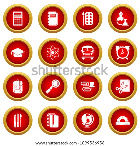 School education icons set. Simple illustration of 16 school education vector icons for web