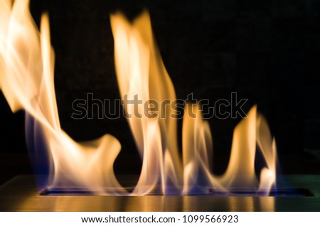 Beautiful texture of fire, fireplace with ethanol.