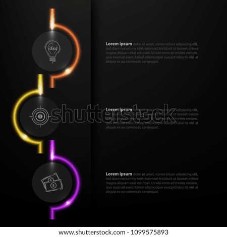 Vector illustration of creative neon light, business infographic template and modern icons represent as steps or workflow diagram. 