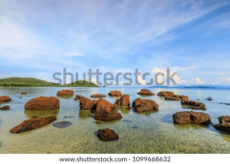 Beautiful volcanic rocks along the beach in  Koh Mak island, Trat province,Thailand
