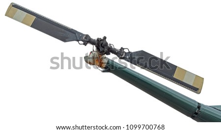 tail rotor of helicopter on white background