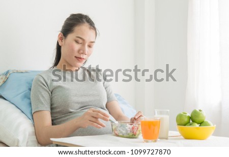 Healthy food on table  for  pregnant women.
