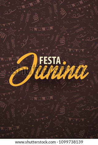 Festa Junina background with hand draw doodle elements. Brazil or Latin American holiday. Vector illustration