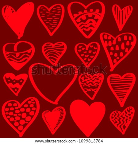 Hand drawn hearts. Design elements for Valentine's day. Vector hearts set.