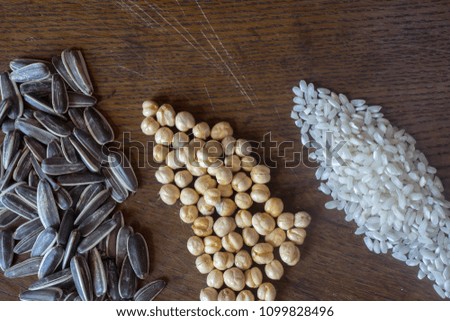 Ancient grains,grain, rice, sunflower, leblebium