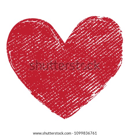 Grunge heart icon.Red heart shape.Vector love symbol.