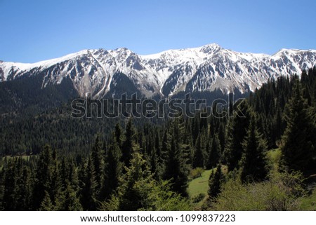 Panoramic view of Djeti-Oguz valley, Kyrgyzstan