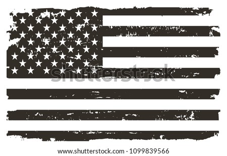 Black and white USA flag.Vector American flag.