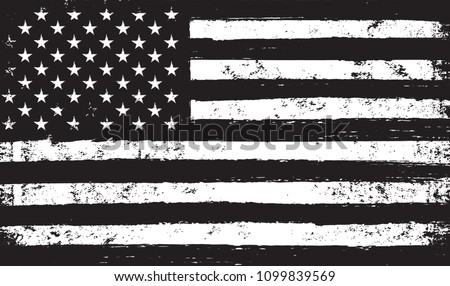 Black and white USA flag.Vector American flag. Royalty-Free Stock Photo #1099839569