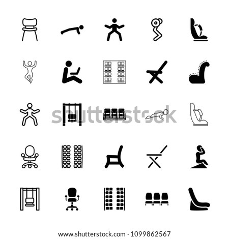 Sit icon. collection of 25 sit filled and outline icons such as plane seats, baby seat in car, chair, swing, outdoor chair. editable sit icons for web and mobile.