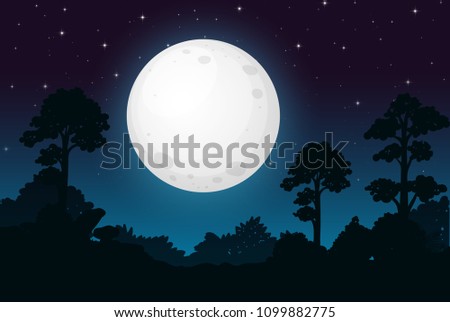 A Dark Full Moon Night illustration