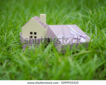 Small House model in green grass field.