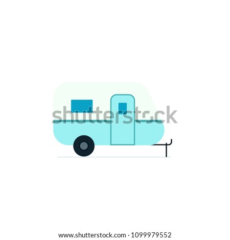 Small camper rv trailer icon. Camping clip art isolated on white background