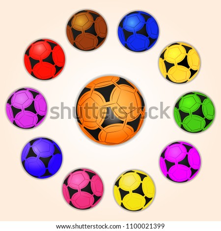 Soccer balls of different colors, vector Royalty-Free Stock Photo #1100021399