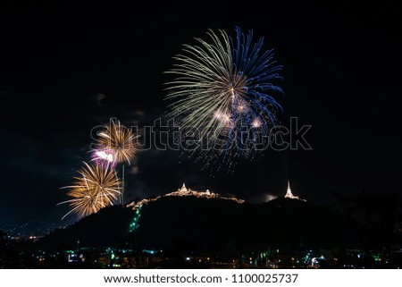 Beautiful colorful firework display on dark sky for celebration night