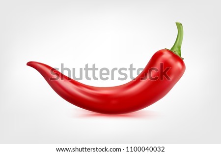 Realistic Vector Red Chilli isolated in White Background. Royalty-Free Stock Photo #1100040032