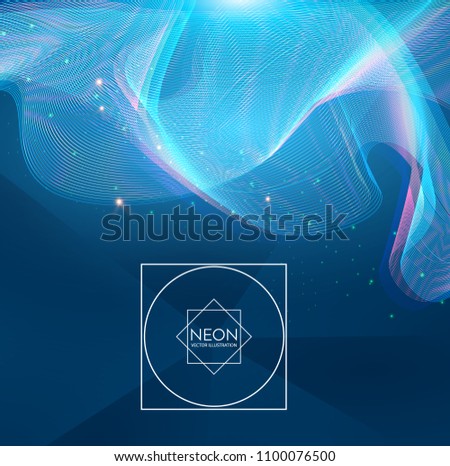 Abstract Hologram Wave Background. Technology Space. Shining Futuristic Lights. Vector illustration