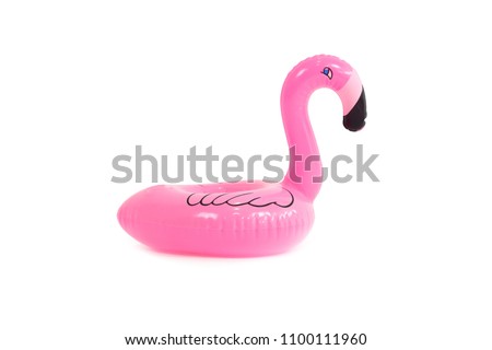 Mini flamingo isolate in white background. Royalty-Free Stock Photo #1100111960