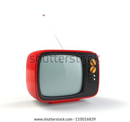 red retro TV with white background