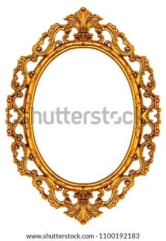 Gold vintage frame isolated on white background, including clipping path