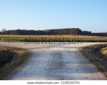 path during autumn with beautiful view of field