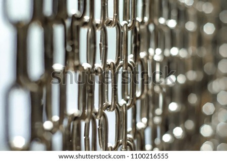 chain steel background macro photo and blurred background