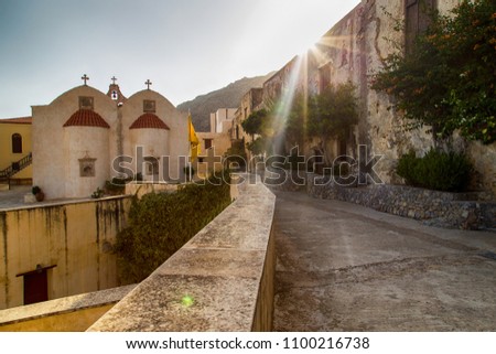 Historic Monastery Of Preveli On The Island of Crete, Greece