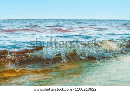 Deep sea and waves. clear water shells sand blue sky white clouds sea wave  summer vacation weekend vacation