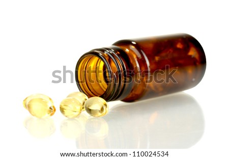 Jar with colorful beads isolated on white close-up