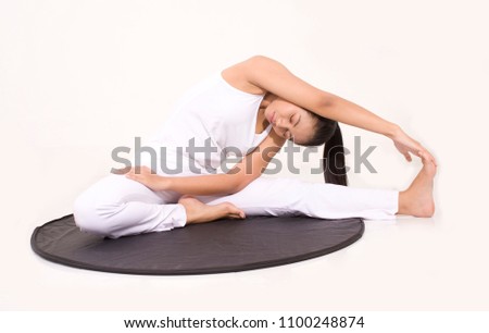 asian woman pose yoga exercise. healthy young asian woman doing exercise isolated.