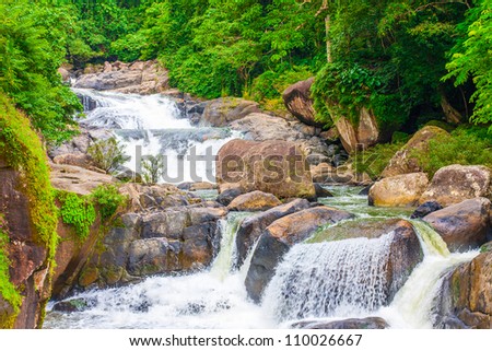 Waterfall in the deep forest.