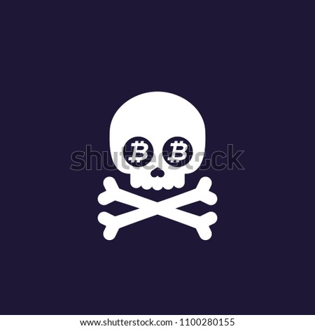 the Death of Bitcoin, vector illustration with skull and bones