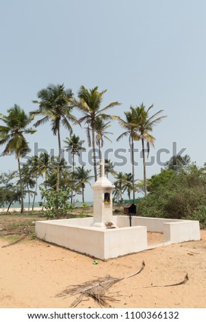 View of a  Holy cross at the beach near Colva. Goa. India.