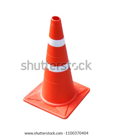 Traffic cone isolated on white background. Safety equipment for motorists to slow down and be careful in using the road. Clipping path